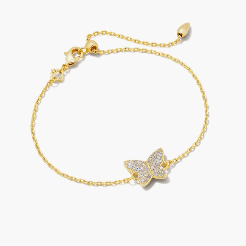 Kendra Scott Lillia Crystal Butterfly Gold Delicate Chain Bracelet